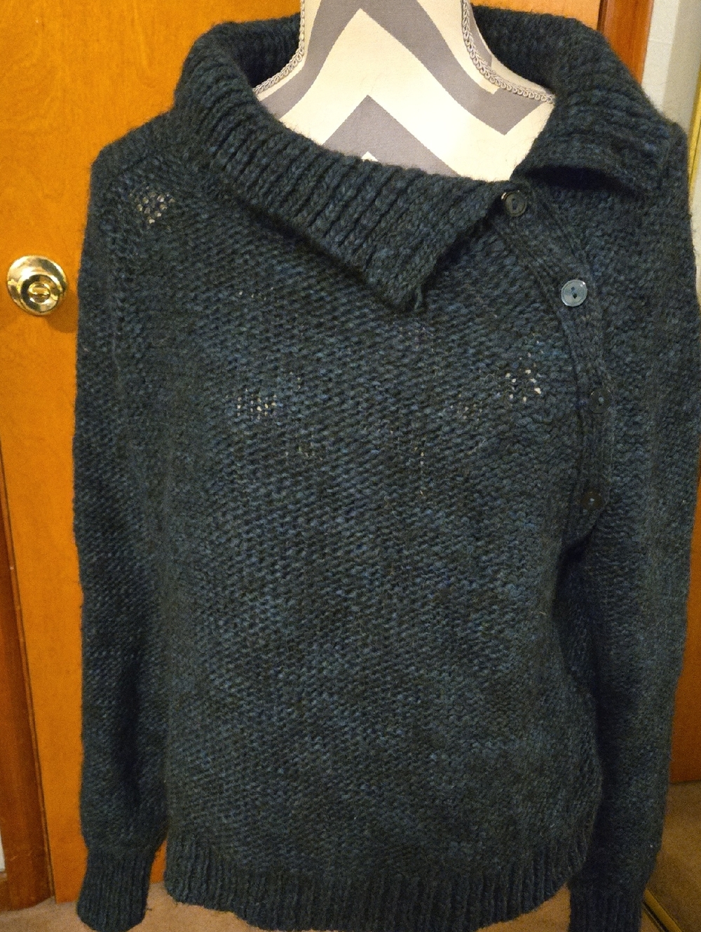 Victoria's Secret Dark Teal Button-Shoulder Turtleneck Sweater